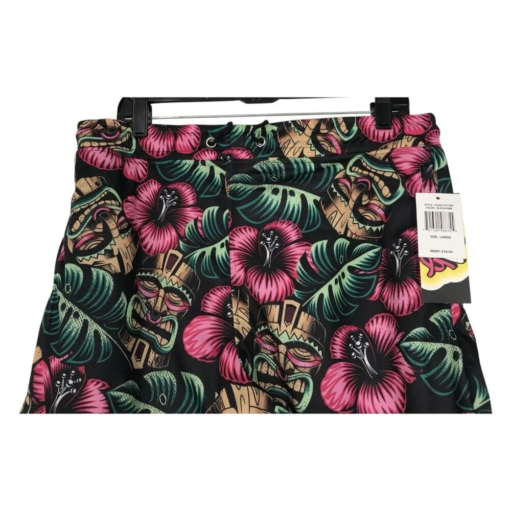 Good Vibes By Drill Clothing Company Shorts Mens Size Large Tiki Floral Hawaiian
